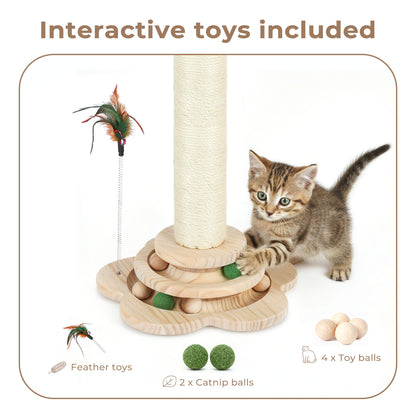 Skylos Tall Cat Scratching Post Natural Sisal Pole Heavey Duty Base with Ball