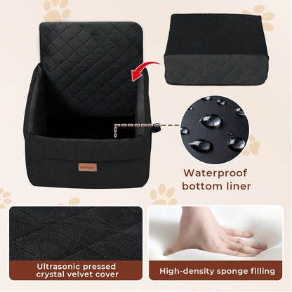 Skylos Dog Booster Car Seat Cosy Cats Pet Travel Bed with Safety Leash Black