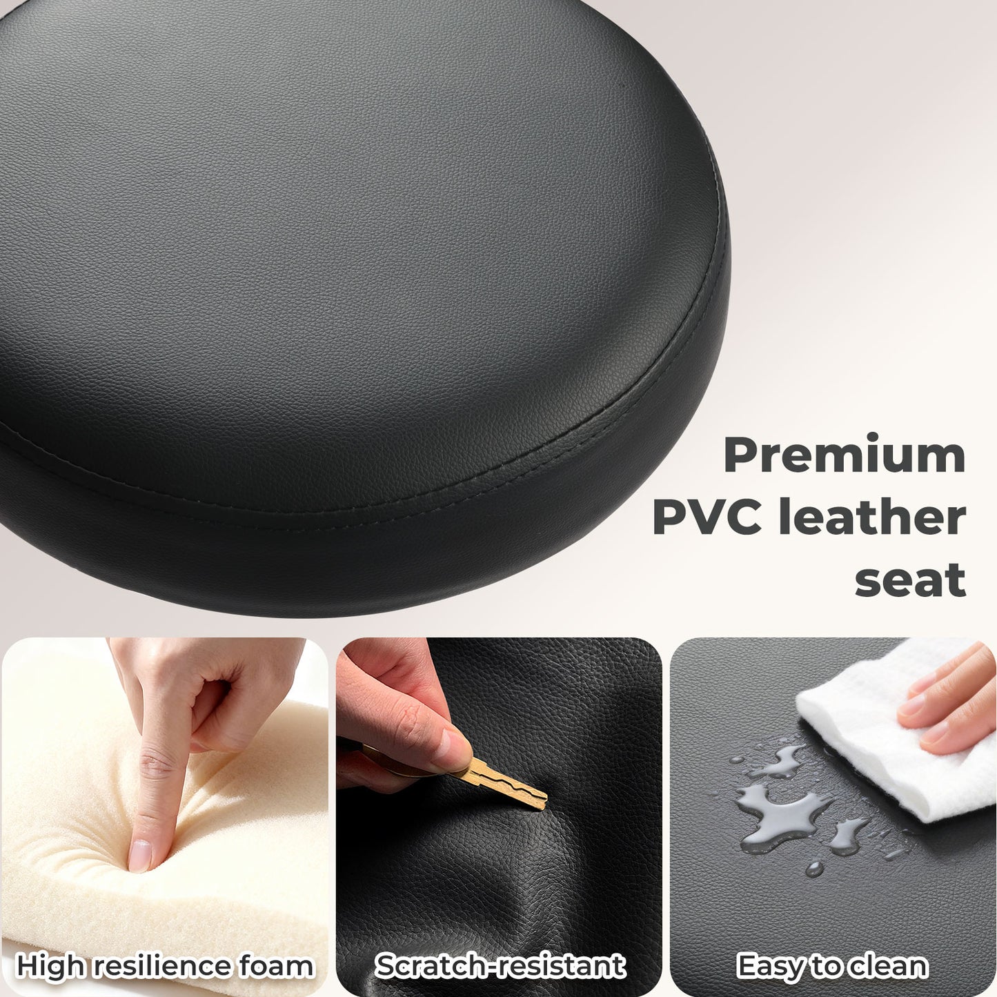 Levede Swivel Drafting Chair Round Rolling Bar Stool Leather Adjustable Office