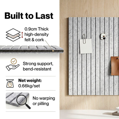Levede Felt Notice Board 6/12 Pack Wall Tiles Pin Meaasge Board Self Adhesive