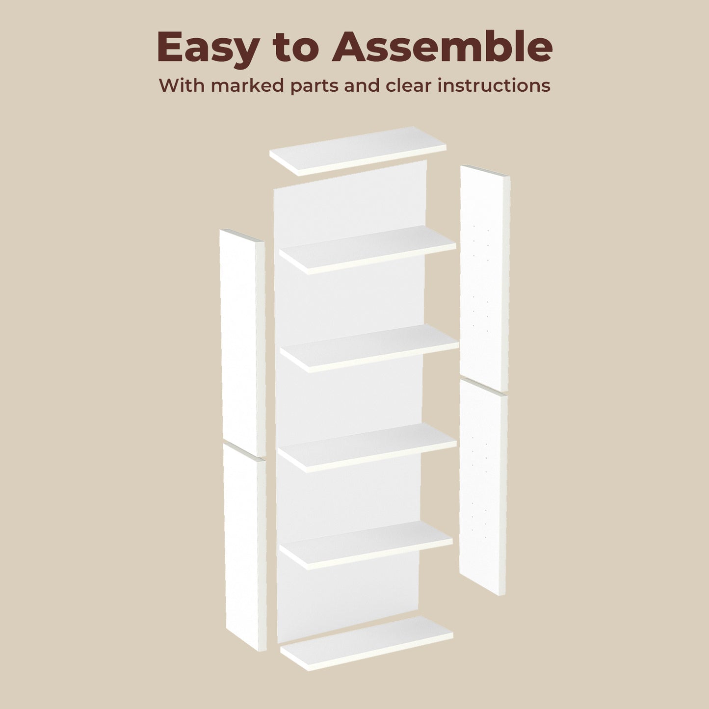 Levede 6 Tier Bookcase Shelving Storage Tall Adjustable Bookshelf Organizer Unit