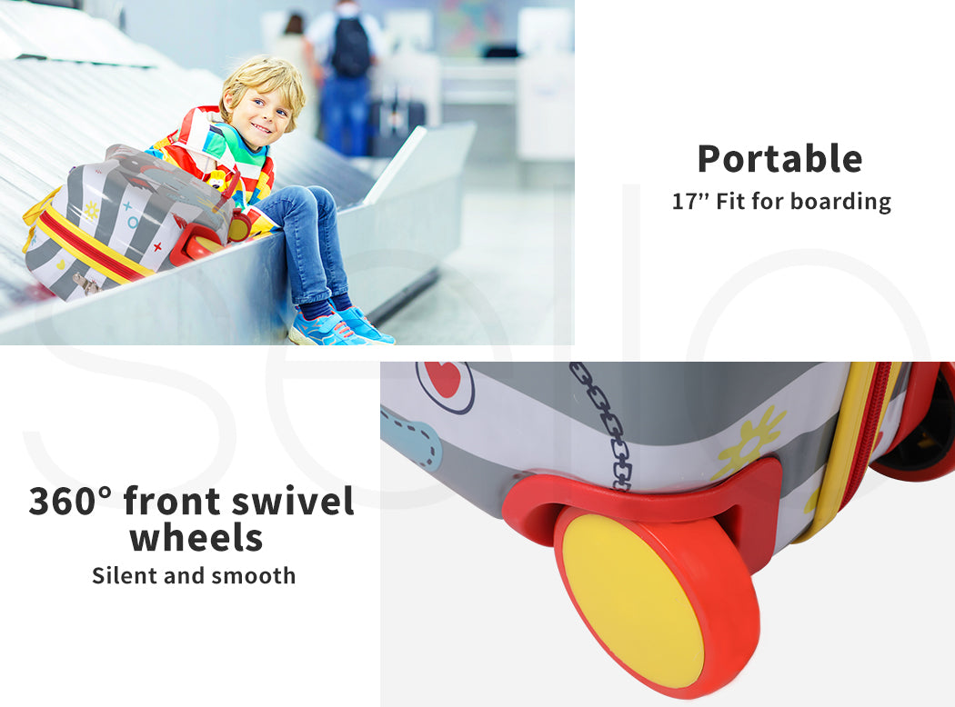 Dekko 17' ' Kids Luggage Ride On Suitcase on Wheel with Scooter for Travel Seat