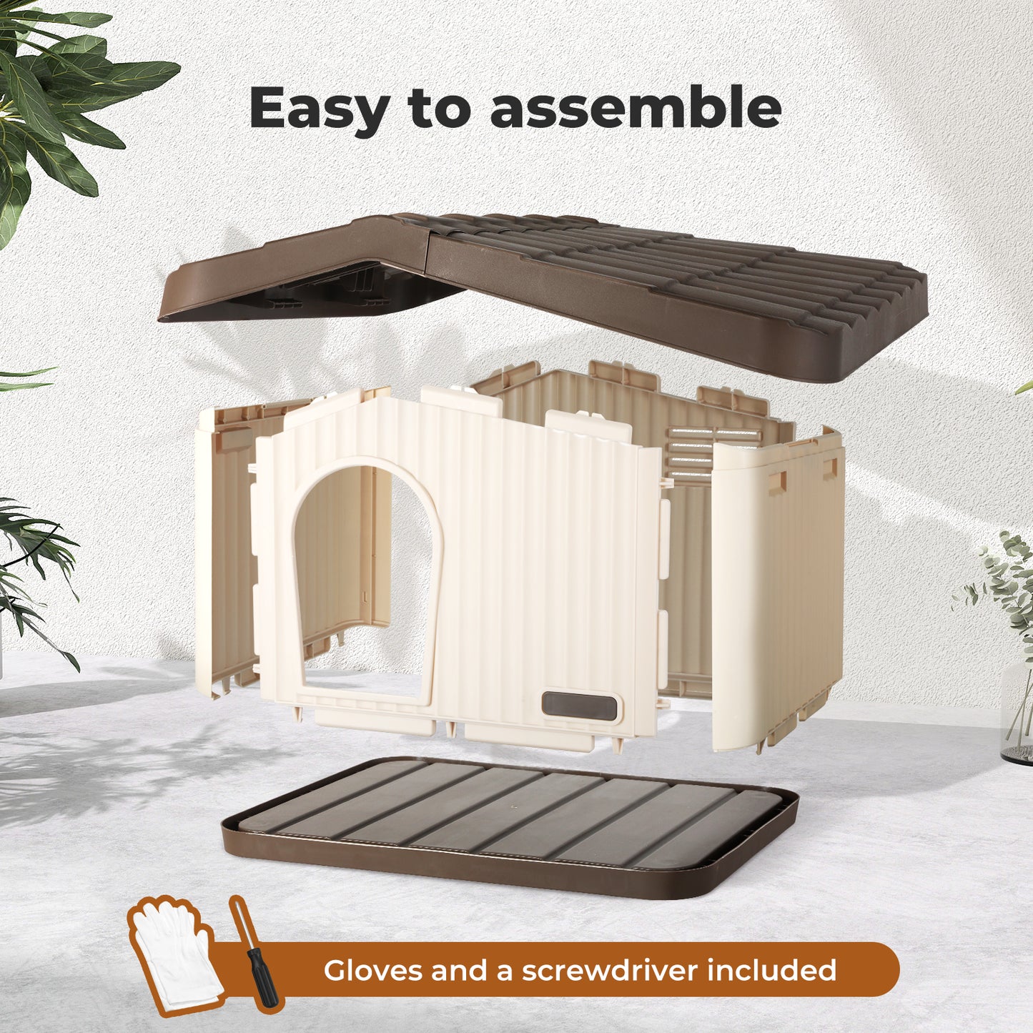 Skylos Plastic Dog House Outdoor Pet Kennel Shelter Warm for Small Medium Dog