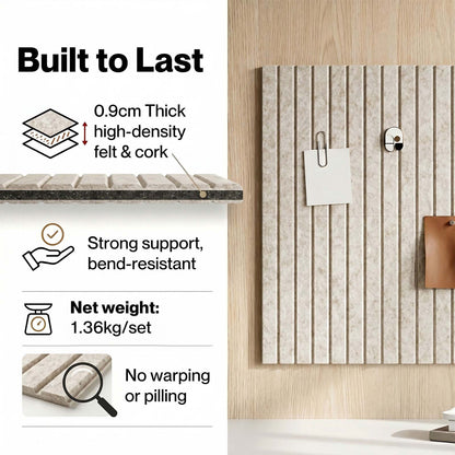 Levede Felt Notice Board 12PCS Wall Tiles Pin Board Self Adhesive Beige 30x30cm