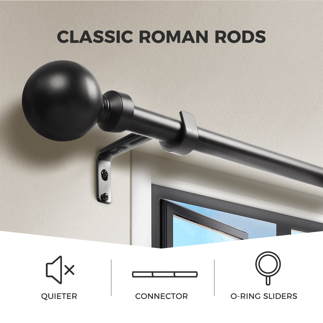 Marlow Steel Curtain Rod Quiet Rail Pole Set Extendable Adjustable Home Hotel