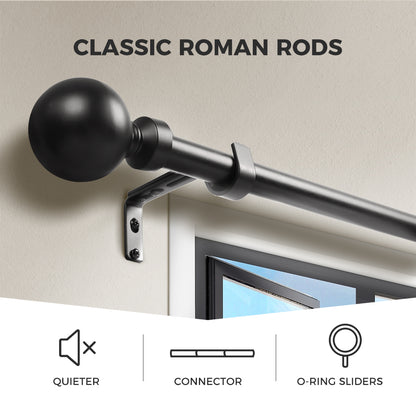 Marlow Steel Curtain Rod Quiet Rail Pole Set Extendable Adjustable Home Hotel