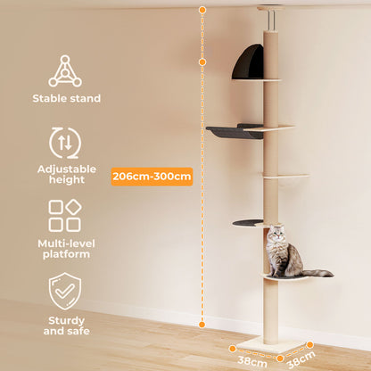 Skylos Cat Tree Activity Center Scratching Post with Condo Perch Bed Hammock