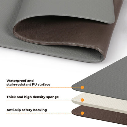 Marlow Kitchen Mat 2Pcs Non Slip Woven Rubber Floor Mat Absorbent Runner Grey