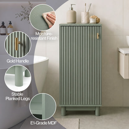Levede Tall Bathroom Cabinet Narrow Storage Cupboard Adjustable Fluted 3 Tier