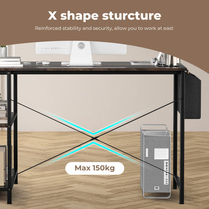 Levede L Shaped Office Computer Corner Desk for Home with Storage Shelves 100cm