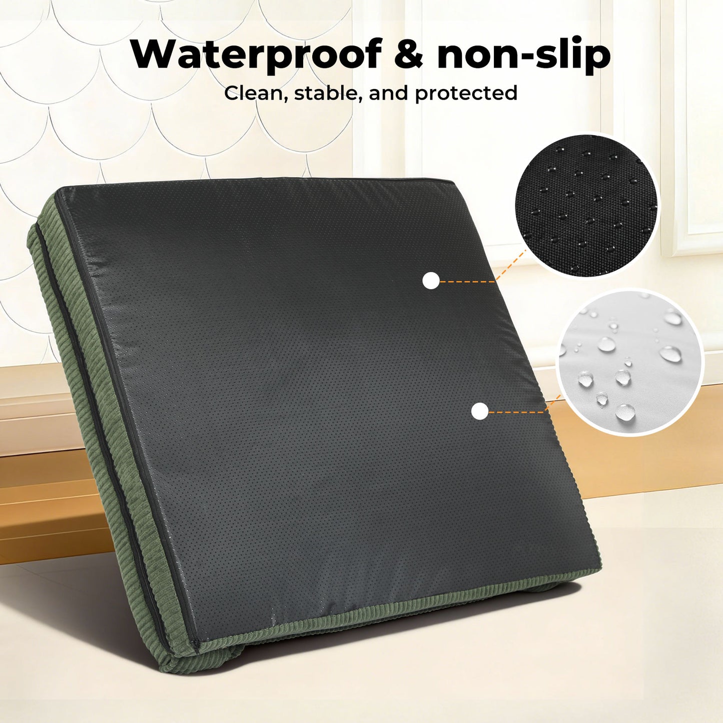 Skylos Orthopedic Dog Bed Washable Cozy Corduroy Puppy Pet Sofa Cushion Green