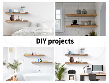 Wall Floating Shelves Wooden Mounted Storage Free Brackets Set 2Pcs 35.5IN 90CM