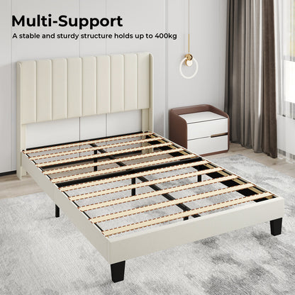 Levede Metal Wooden Bed Frame Double Panel Plush Upholstered Mattress Platform