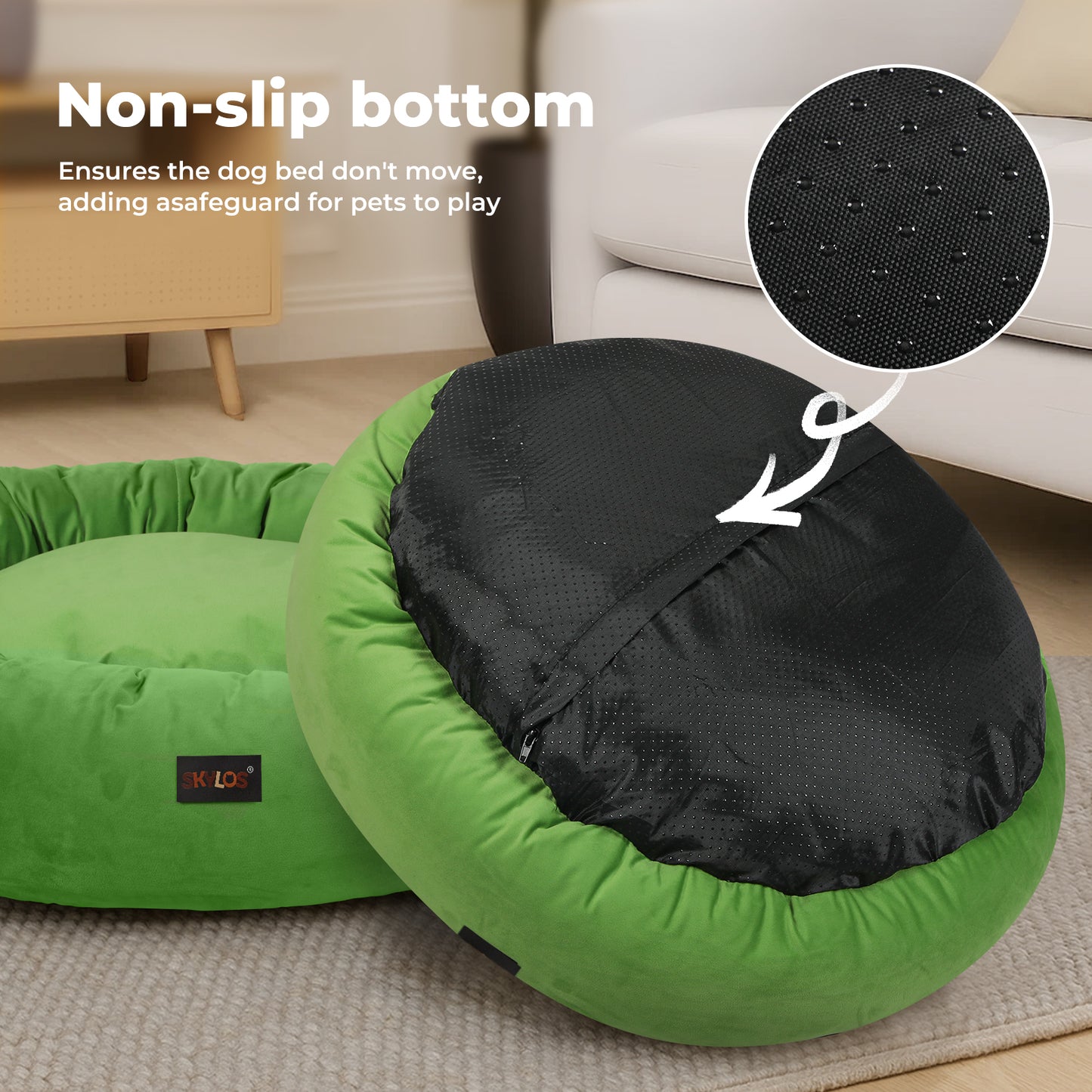 Skylos Dog Bed Donut Soft Large Cat Beds For Calming Pet Anti Anxiety Washable S