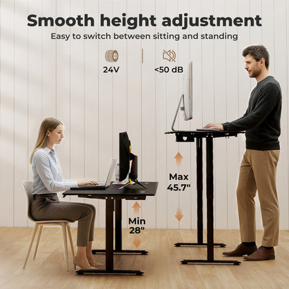 Levede Electric Standing Desk  Adjustable Height Workstation Metal Frame Black