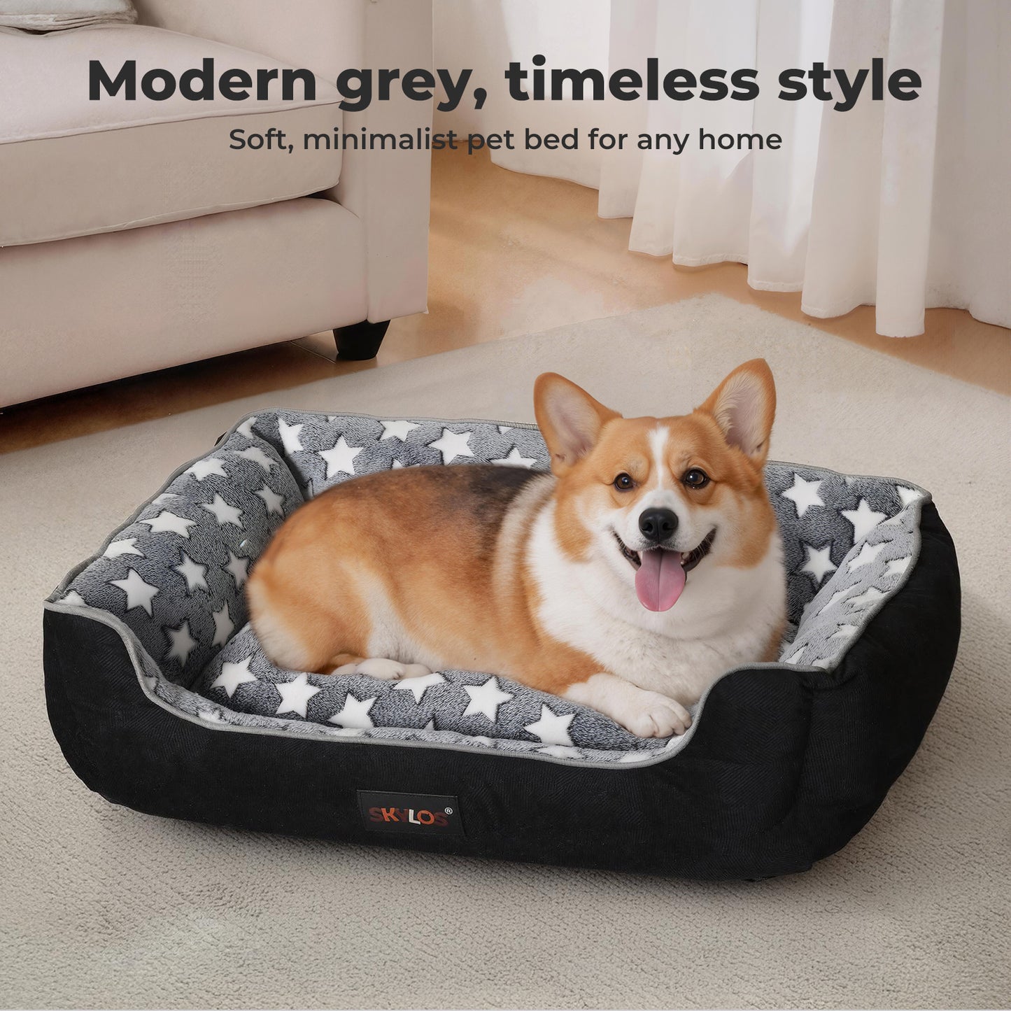 Skylos Orthopedic Pet Bed Non-Slip Corduroy Flannel for Small Large Dogs Durable