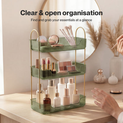 ilus Makeup Organiser 3-Tier Cosmetic Storage Modern Beauty Box Space Saving
