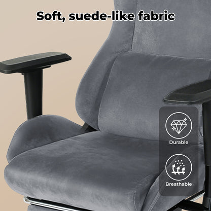Levede Office Desk Chair Gaming Recliner Adjustable Height with Footrest Grey