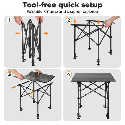 Levede Folding Camping Table Adjustable Height Aluminium Portable Picnic Desk