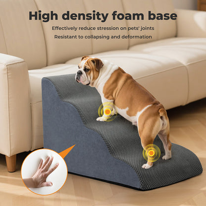 Skylos Dog Ramp Pet Stairs for Bed Sofa Small Senior Injured Dog 4 Step Washable
