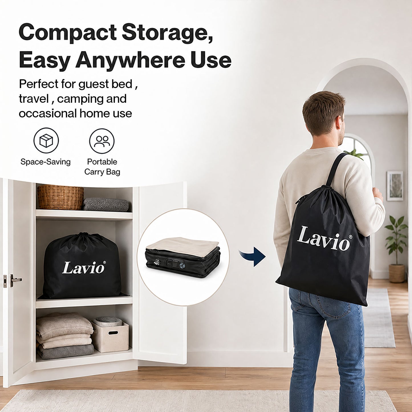 Lavio King Size Air Mattress Built in Pump High Raised Inflatable Bed Waterproof