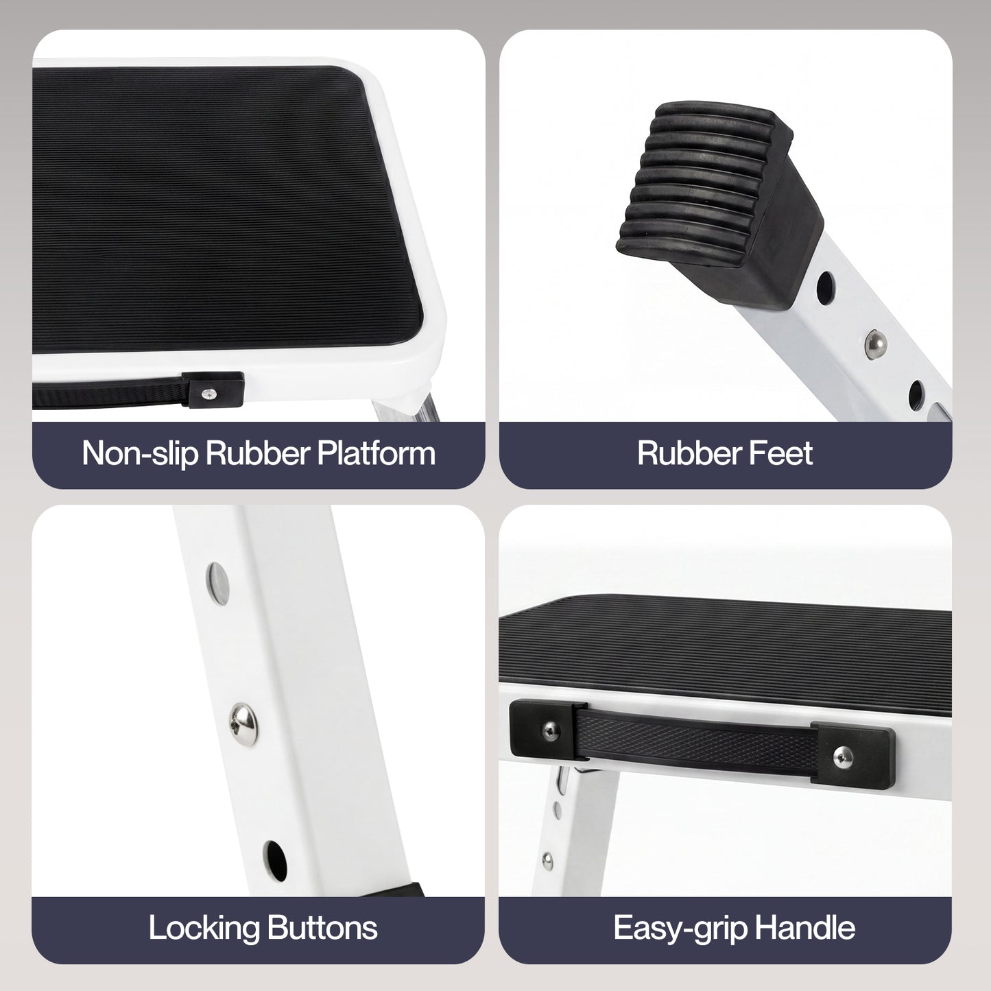 Levede Folding Step Stool Adjustable Aluminium Non Slip Portable Foot Stool