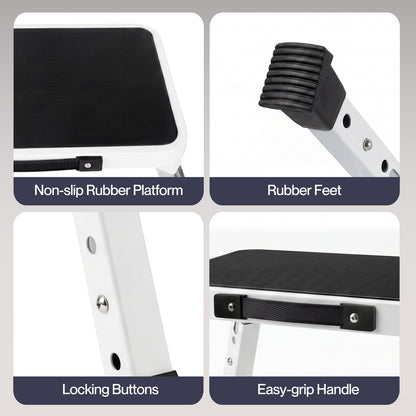 Levede Folding Step Stool Adjustable Aluminium Non Slip Portable Foot Stool