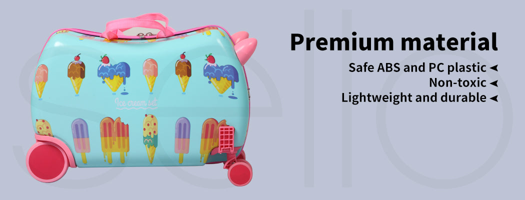 Dekko Kids Ride On Suitcase Children Travel Luggage Carry Bag Trolley Ice Cream