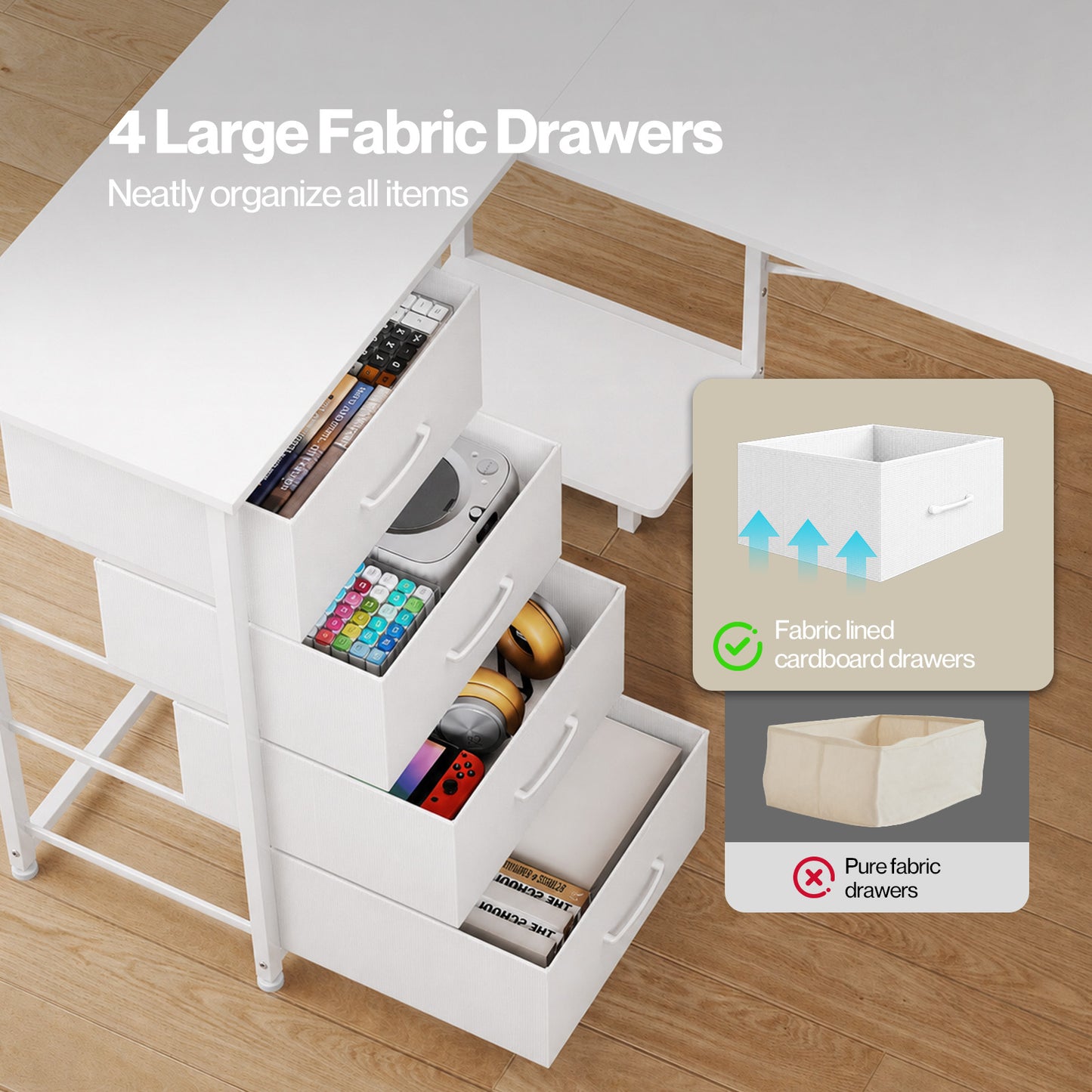 Levede L-shaped Office Desk Corner Computer Table with Storage USB Power Charing