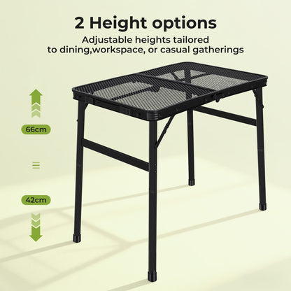 Levede Folding Camping Table Adjustable Height Aluminium Picnic Desk Black 90cm