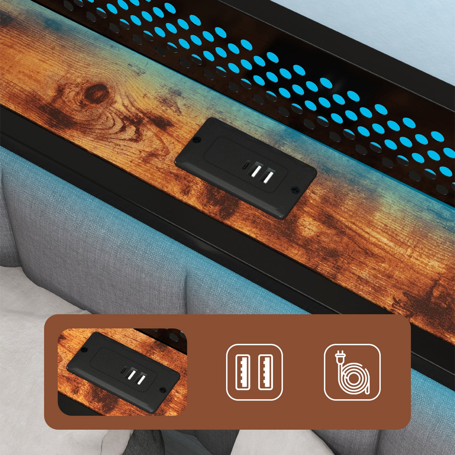 Levede Led Ottoman Bed Frame with Storage Upholstered Single Double King USB