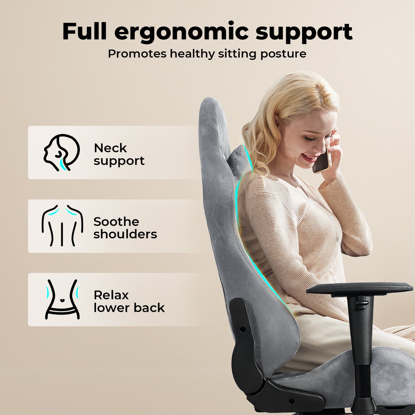 Levede Office Gaming Chair Luxury Warm Recliner Spring Padding with Footrest