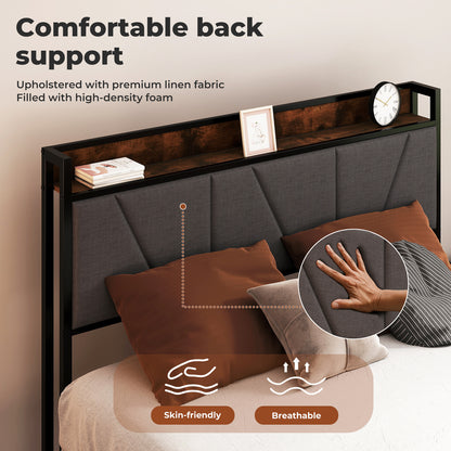 Levede Heavy Duty Bed Frame Metal Platform with Storage Headboard Single Double