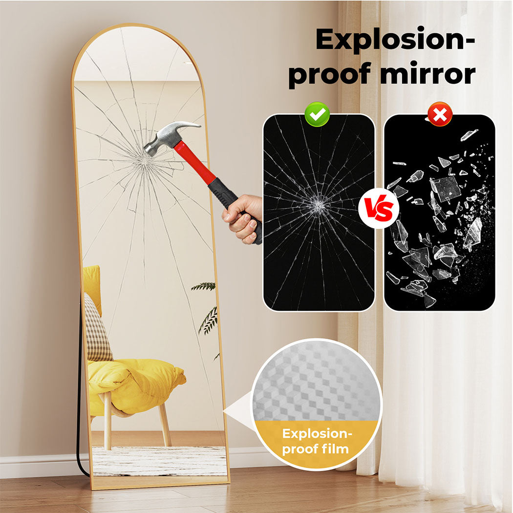 Levede 165cm Full Length Free Standing Floor Mirror Arched Decor Golden Frame