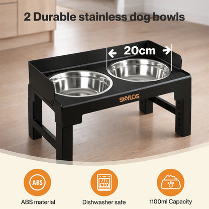 Skylos Dog Bowls Elevated with Stand Stainless Steel Bowl 6 Height Adjustable