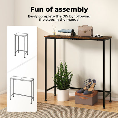 Narrow Console Table Slim Entryway Hallway Sofa Table Display Shelf Wood Steel