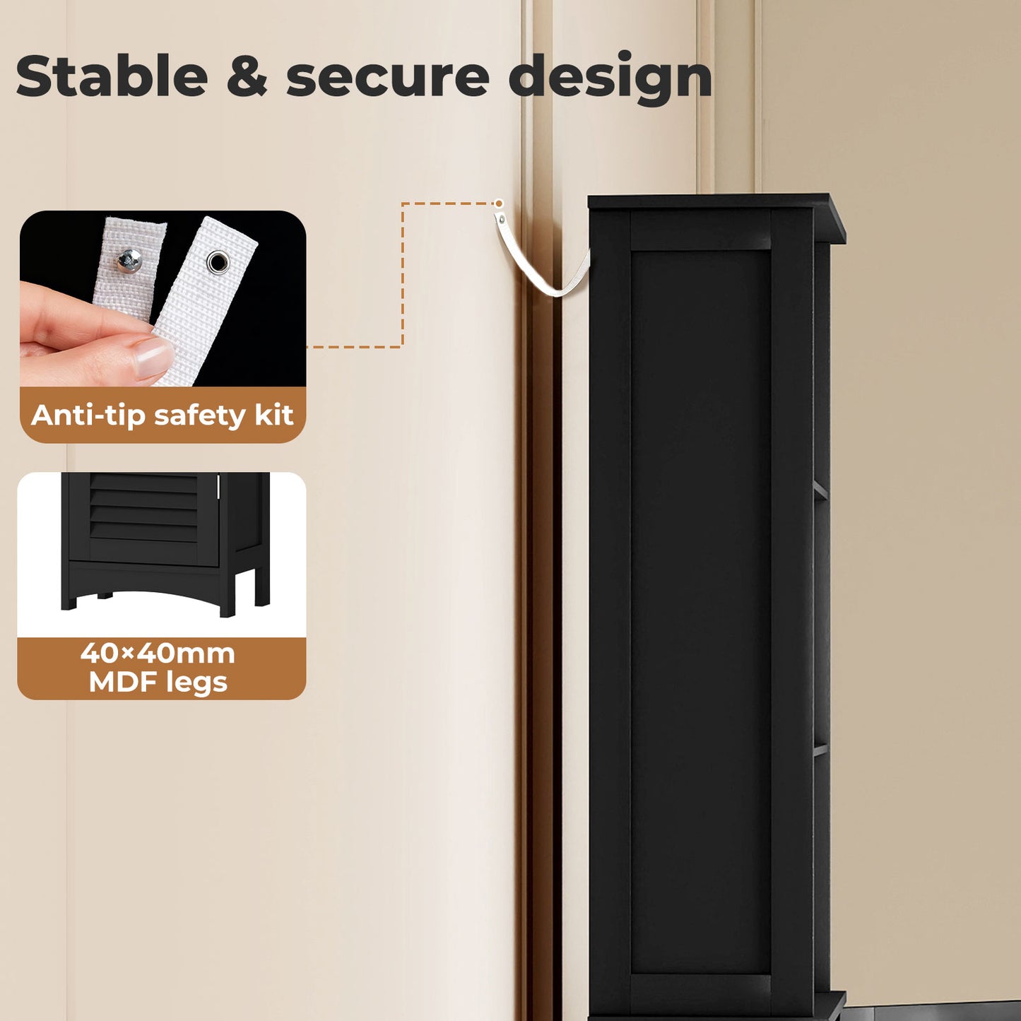 Levede Tall Bathroom Cabinet Freestanding Slim Bathroom Storage Cupboard Unit