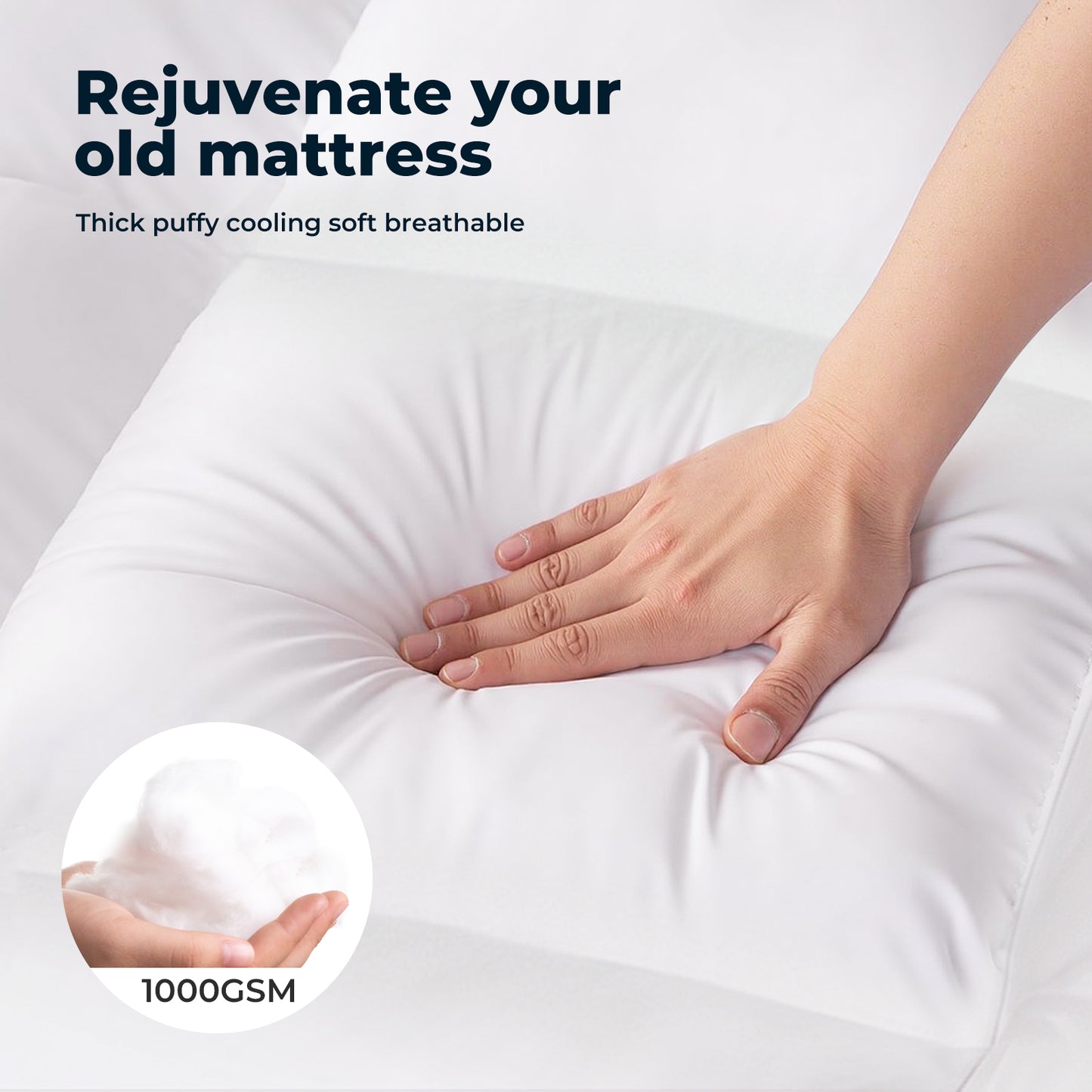 Lavio Thick Mattress Topper Single Double King 10cm Deep Microfibre Washable
