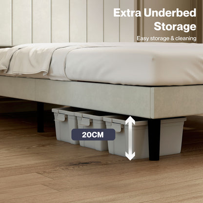 Levede Double Bed Frame Upholstered Platform Bedframe Adjustable Headboard White