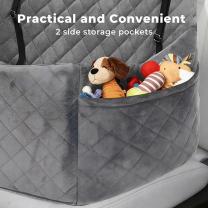 Skylos Dog Booster Car Seat Travel Carrier Bed Basket for Pet up to 55lbs Grey