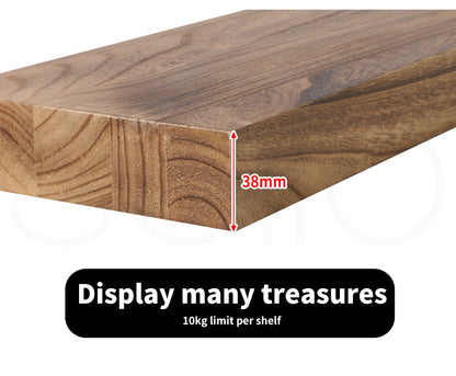 Wall Floating Shelves Wooden Mounted Storage Free Brackets Set 2Pcs 35.5IN 90CM