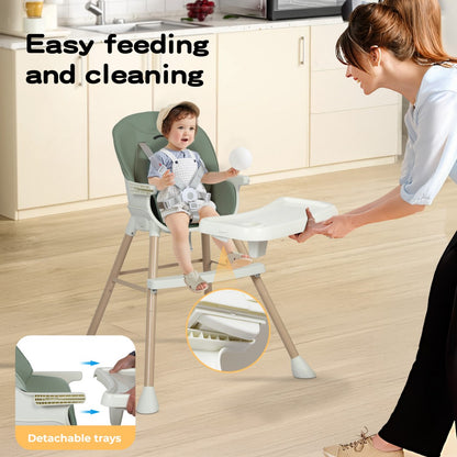 Dekko 6-In-1 Baby High Chair Kids Feeding Eating Seat Removable Adjustable Tray