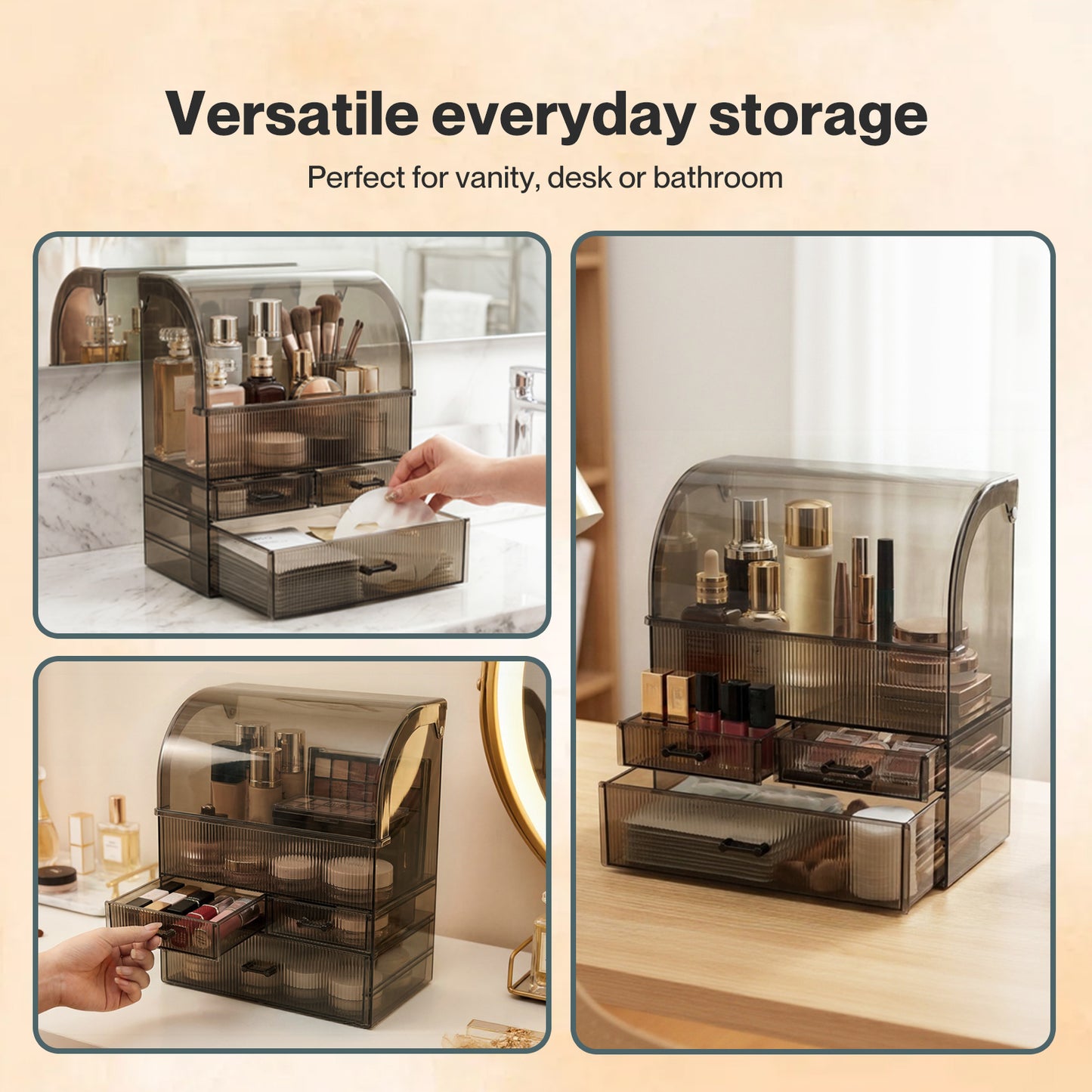 ilus Makeup Storage Organiser Acrylic Cosmetics Organizer Transparent Black