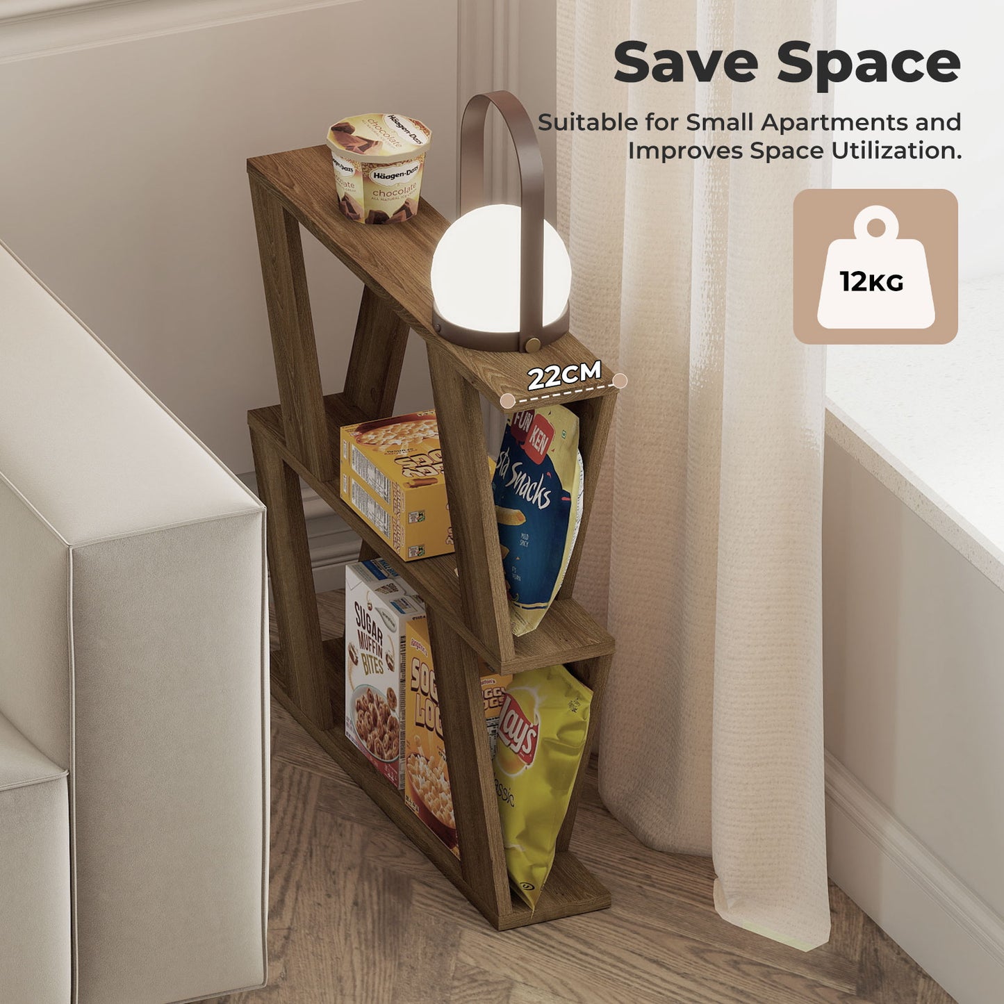 Levede 22cm Slim Side Table Narrow Sofa End Table for Living Room Small Spaces