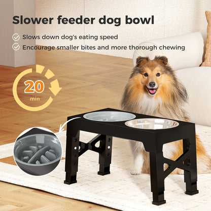 Skylos Raised Dog Feeding Bowl Elevated Pet Food Water Feeder Adjustable Folding