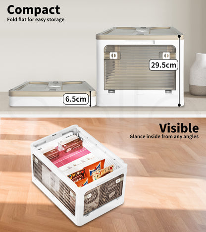 Levede 2X Folding Storage Container Large with Lid Stackable on Wheel Plastic