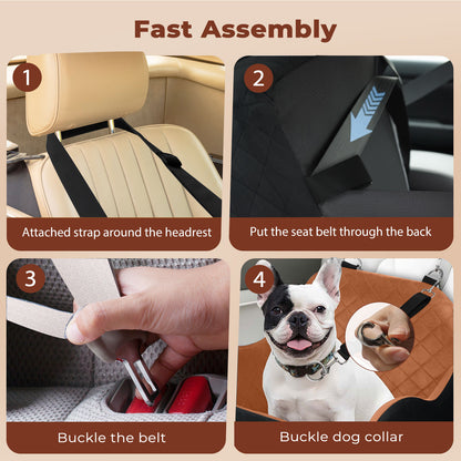 Skylos Dog Booster Car Seat for Small to Medium Pets up to 35 lbs Portable Brown