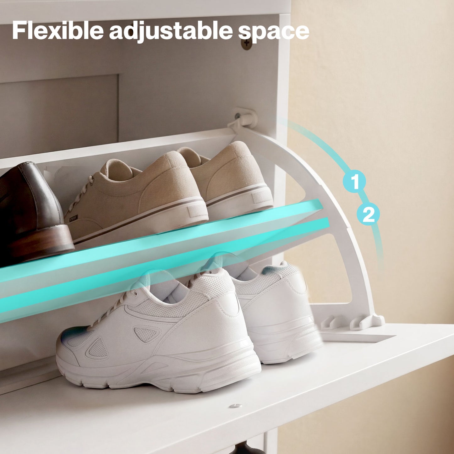 Levede Shoe Cabinet Slim Shoe Storage Unit Flip Drawers Hallway Organiser White