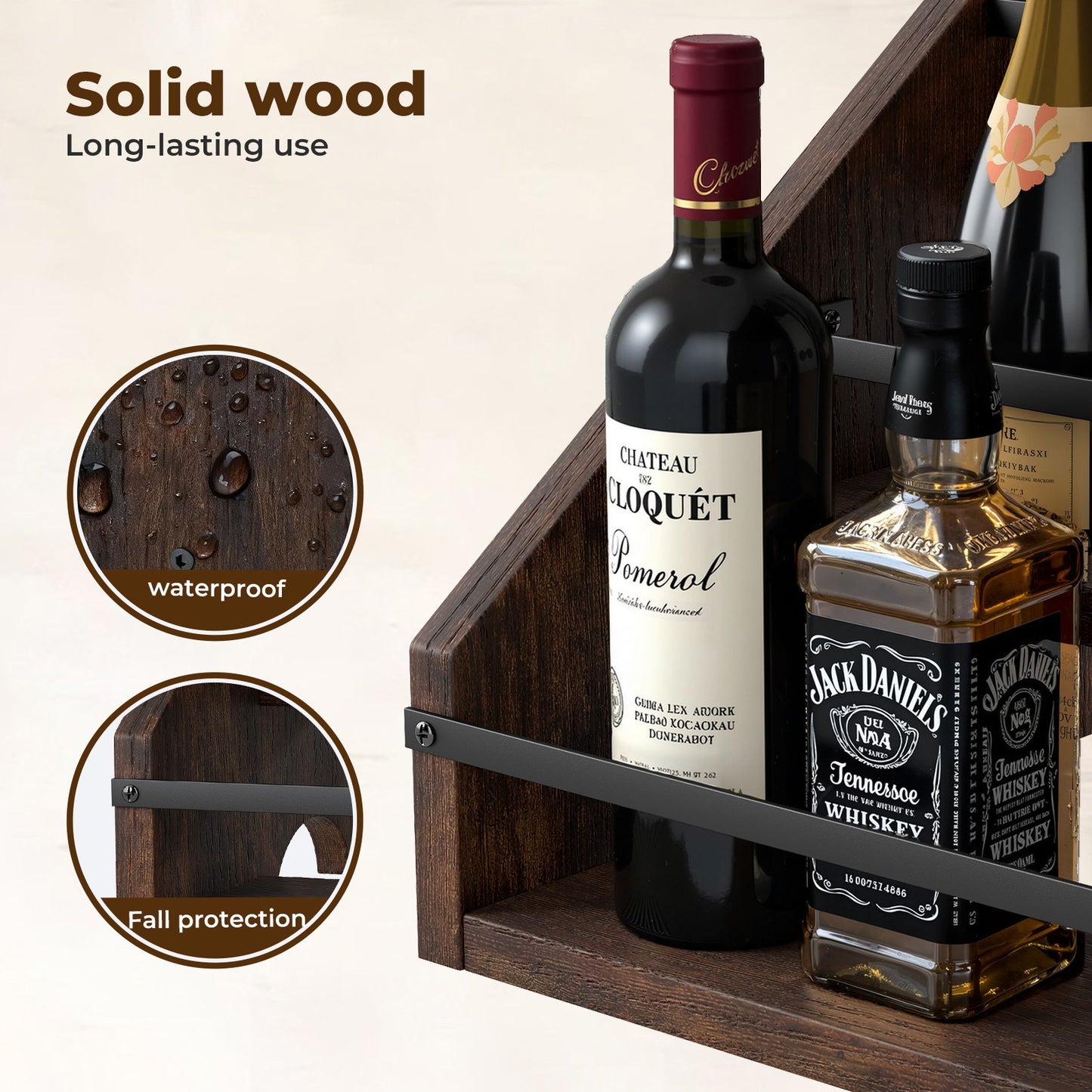 Toque Counter Top Wine Rack Storage Liquor Bottle Display Shelf Wooden Holders