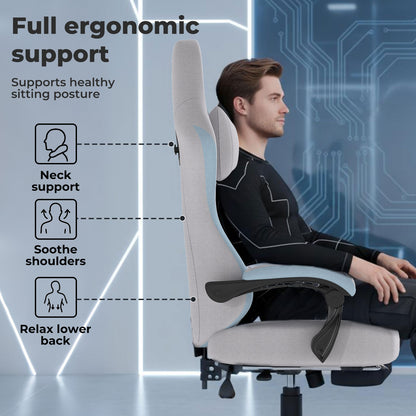 Levede Office Desk Chair Fabric Gaming Recliner Adjustable Height Swivel Grey